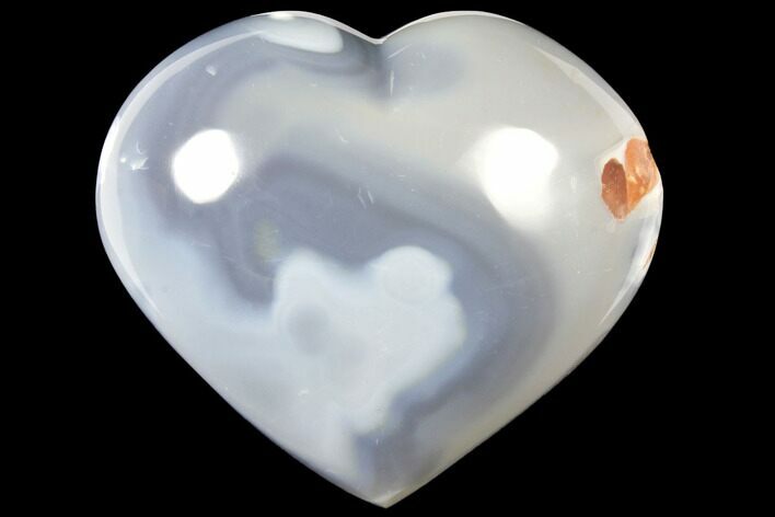 Polished, Blue Agate Heart - Madagascar #126699
